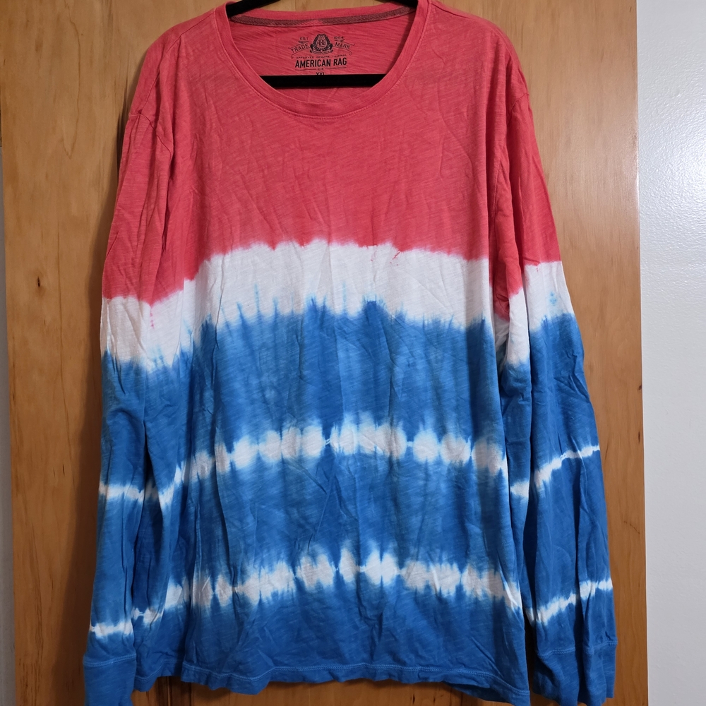 Red and Blue Tie-Dye Long Sleeve Shirt